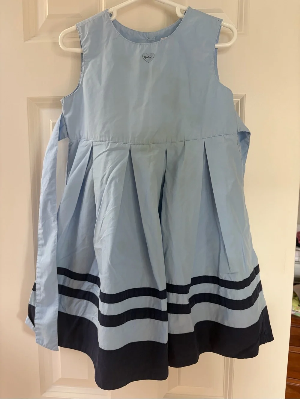 Gymboree Light Paris Blue and Navy Pleated Sundress 4